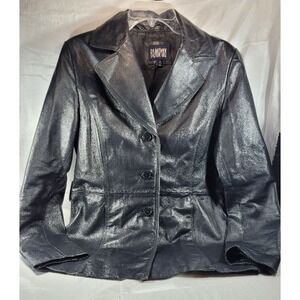 Blassport Women's 3-Button Leather Jacket - Black - Size Medium